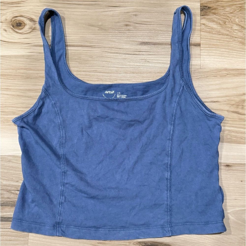 Aerie Blue Cropped Corset Tank Top Women’s Large